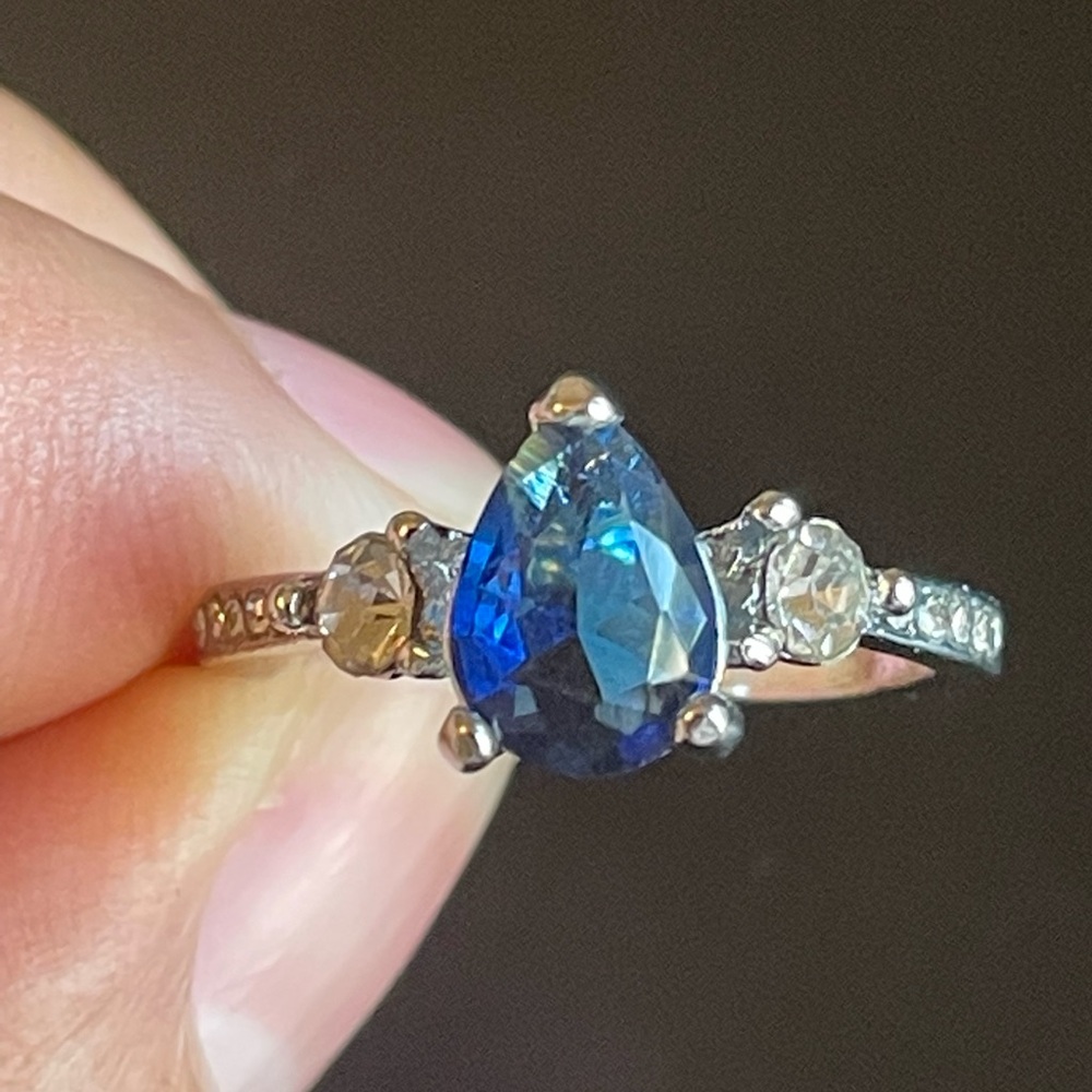 Blue sapphire S925 silver ring size 6 - Picture 6 of 9